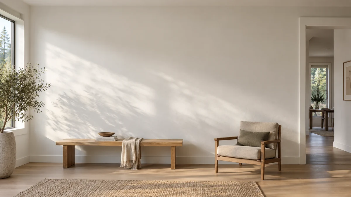 A bright room with smooth wall surfaces.