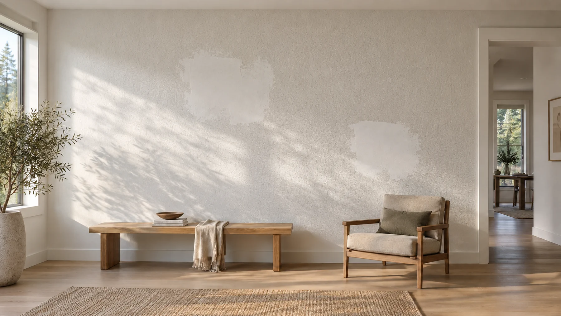 Textured interior walls before finishing